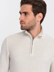 OMBRE Stehkragenpullover Herren Weiß/Creme/Grau/Beige/Khaki