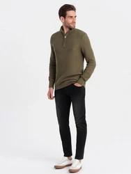 OMBRE Stehkragenpullover Herren Dunkelgrün/Khaki