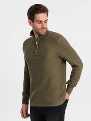 OMBRE Stehkragenpullover Herren Dunkelgrün/Khaki