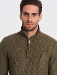 OMBRE Stehkragenpullover Herren Dunkelgrün/Khaki