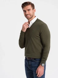 OMBRE V-Ausschnitt Pullover Dunkelgrün/Khaki
