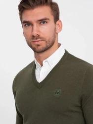 OMBRE V-Ausschnitt Pullover Dunkelgrün/Khaki
