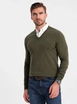 OMBRE V-Ausschnitt Pullover Dunkelgrün/Khaki