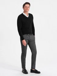 OMBRE V-Ausschnitt Pullover Schwarz/Hellblau