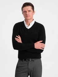 OMBRE V-Ausschnitt Pullover Schwarz/Hellblau