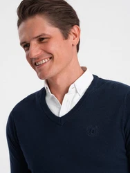 OMBRE V-Ausschnitt Pullover Dunkelblau/Blau/Hellblau