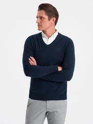OMBRE V-Ausschnitt Pullover Dunkelblau/Blau/Hellblau