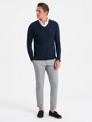 OMBRE V-Ausschnitt Pullover Dunkelblau/Blau/Hellblau