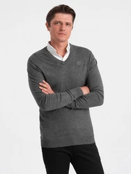 OMBRE V-Ausschnitt Pullover Dunkelgrau/Grau/Hellgrau