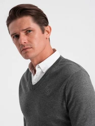 OMBRE V-Ausschnitt Pullover Dunkelgrau/Grau/Hellgrau