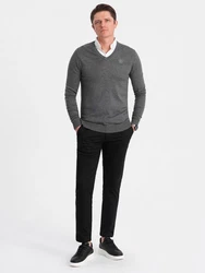 OMBRE V-Ausschnitt Pullover Dunkelgrau/Grau/Hellgrau