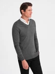 OMBRE V-Ausschnitt Pullover Dunkelgrau/Grau/Hellgrau