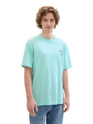 TOM TAILOR DENIM T-Shirt mit Backprint Hellblau/Türkis/Grün