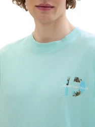 TOM TAILOR DENIM T-Shirt mit Backprint Hellblau/Türkis/Grün