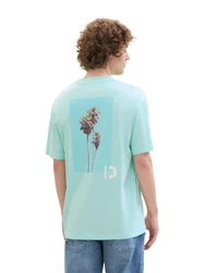 TOM TAILOR DENIM T-Shirt mit Backprint Hellblau/Türkis/Grün
