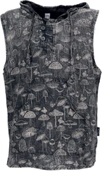 Guru-Shop Herren Tanktop mit Kapuze Dunkelblau/Dunkelgrau/Grau