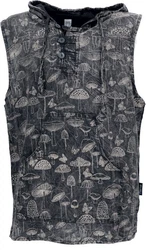 Guru-Shop Herren Tanktop mit Kapuze Dunkelblau/Dunkelgrau/Grau