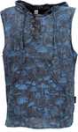 Guru-Shop Herren Tanktop mit Kapuze Blau/Hellblau