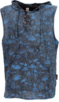 Guru-Shop Herren Tanktop mit Kapuze Blau/Hellblau