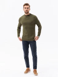 OMBRE Stehkragenpullover Halber Rollkragenpullover für Herren oliv