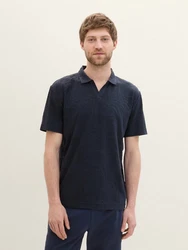 TOM TAILOR Poloshirt Jaquard Polohemd Dunkelblau/Hellblau