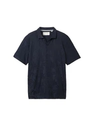 TOM TAILOR Poloshirt Jaquard Polohemd Dunkelblau/Hellblau