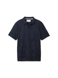 TOM TAILOR Poloshirt Jaquard Polohemd Dunkelblau/Hellblau