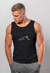 Neverless Tanktop Herren Line-Art Berge Wandern Natur Outdoor Rot/Schwarz/Braun/Beige