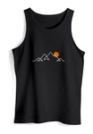 Neverless Tanktop Herren Line-Art Berge Wandern Natur Outdoor Rot/Schwarz/Braun/Beige