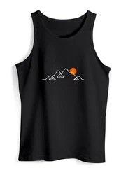 Neverless Tanktop Herren Line-Art Berge Wandern Natur Outdoor Rot/Schwarz/Braun/Beige