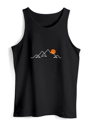 Tanktop Herren Tank-Top Frontprint Line-Art Berge Wandern Natur Outdoor mit Print