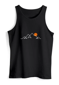 Neverless Tanktop Herren Line-Art Berge Wandern Natur Outdoor Rot/Schwarz/Braun/Beige
