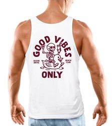 Neverless Tanktop Herren Backprint Good Vibes Only Quitsche-Ente Motivprint 