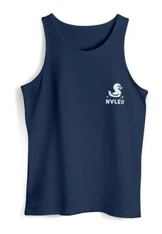 Neverless Tanktop Herren Backprint Good Vibes Only Quitsche-Ente Motivprint Dunkelblau/Blau