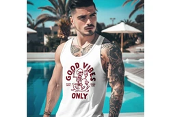 Neverless Tanktop Herren Good Vibes Only Quietsche-Ente Weiß/Rot