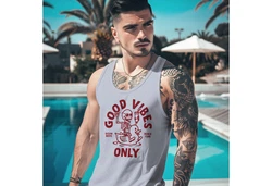 Neverless Tanktop Herren Good Vibes Only Quietsche-Ente Grau/Hellgrau/Silber/Dunkelgrau
