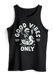 Tanktop Herren Tank-Top Good Vibes Only Quietsche-Ente Motivprint Sommer mit Print