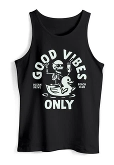 Neverless Tanktop Herren Good Vibes Only Quietsche-Ente Weiß/Schwarz/Rot