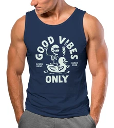 Neverless Tanktop Herren Good Vibes Only Quietsche-Ente Dunkelblau/Blau