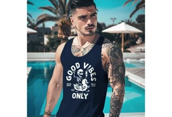 Neverless Tanktop Herren Good Vibes Only Quietsche-Ente Dunkelblau/Blau