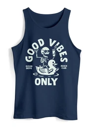 Tanktop Herren Tank-Top Good Vibes Only Quietsche-Ente Motivprint Sommer mit Print