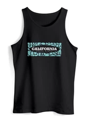 Neverless Tanktop Herren California Brustprint Grün/Türkis/Dunkelgrün/Beige/Grau/Gelb/Schwarz