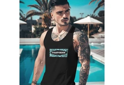 Neverless Tanktop Herren California Brustprint Grün/Türkis/Dunkelgrün/Beige/Grau/Gelb/Schwarz