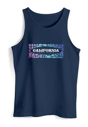 Neverless Tanktop Herren California Brustprint Dunkelblau/Grau/Blau/Hellblau