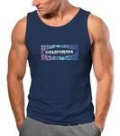 Neverless Tanktop Herren California Brustprint Dunkelblau/Grau/Blau/Hellblau