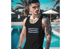 Neverless Tanktop Herren California Brustprint Schwarz/Grau/Mischfarben/Beige/Gelb