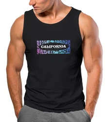 Neverless Tanktop Herren California Brustprint Schwarz/Grau/Mischfarben/Beige/Gelb