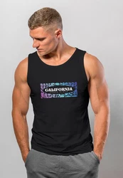 Neverless Tanktop Herren California Brustprint Schwarz/Grau/Mischfarben/Beige/Gelb
