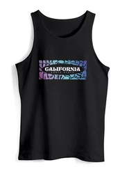 Neverless Tanktop Herren California Brustprint Schwarz/Grau/Mischfarben/Beige/Gelb