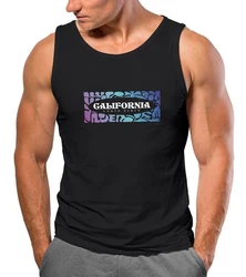 Neverless Tanktop Herren California Brustprint Schwarz/Grau/Mischfarben/Beige/Gelb